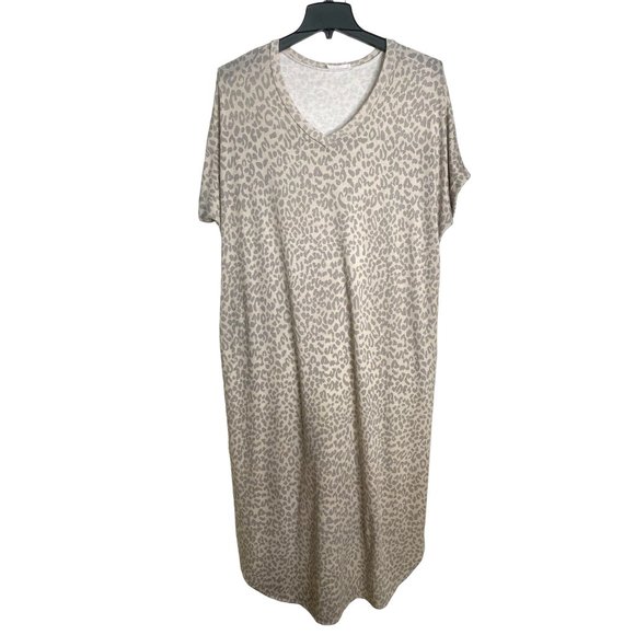 Vintage Bombom Womens Leopard Print Maxi Dress Size XL Grey and White Athleisure - Picture 1 of 9